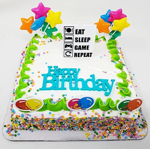Juego de decoración de pastel de cumpleaños con temática de gamer: come, duerme, juega, repite