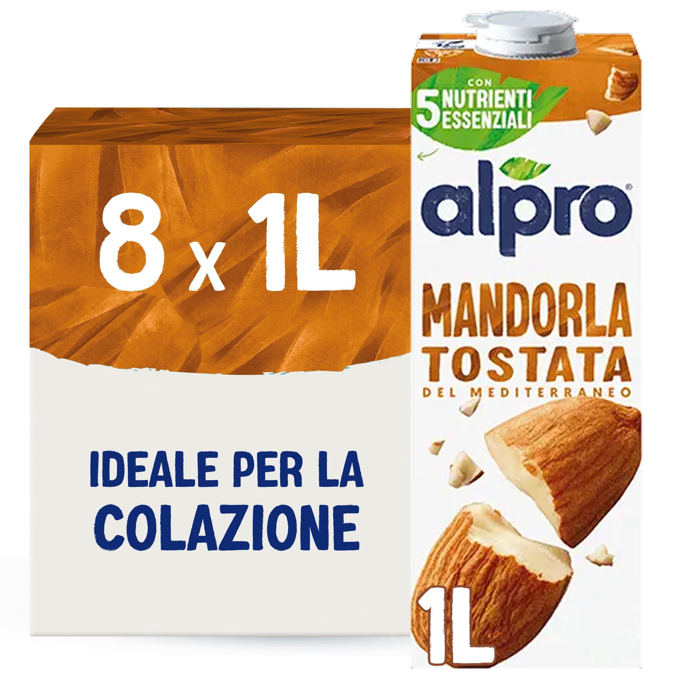 ALPRO CLASSICO, Bevanda Alla MANDORLA, Naturalmente Senza Lattosio, con Vitamine B2, B12 e D2, E - 8 confezioni x 1 Litro