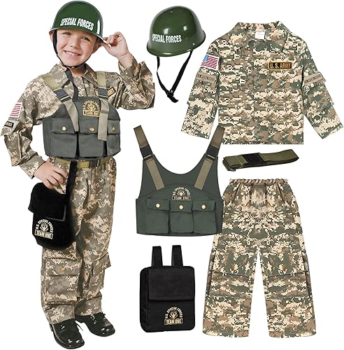 Dress-Up-America - Disfraz de soldado para niños y niñas Disfraz de las Fuerzas Especiales de EE.UU. para niños