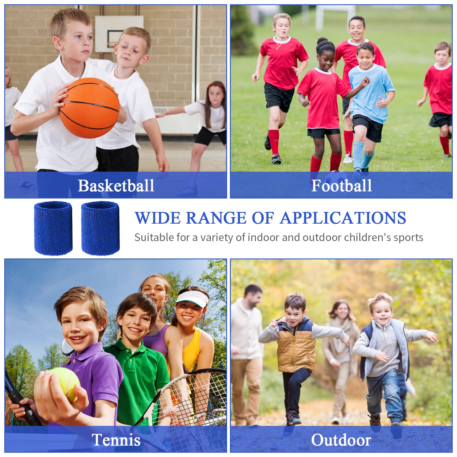 Polsini Sportivi Cotone 6 Pezzi - Braccialetti Assorbisudore Per Bambini | Per Basket, Tennis, Corsa - Foto 11