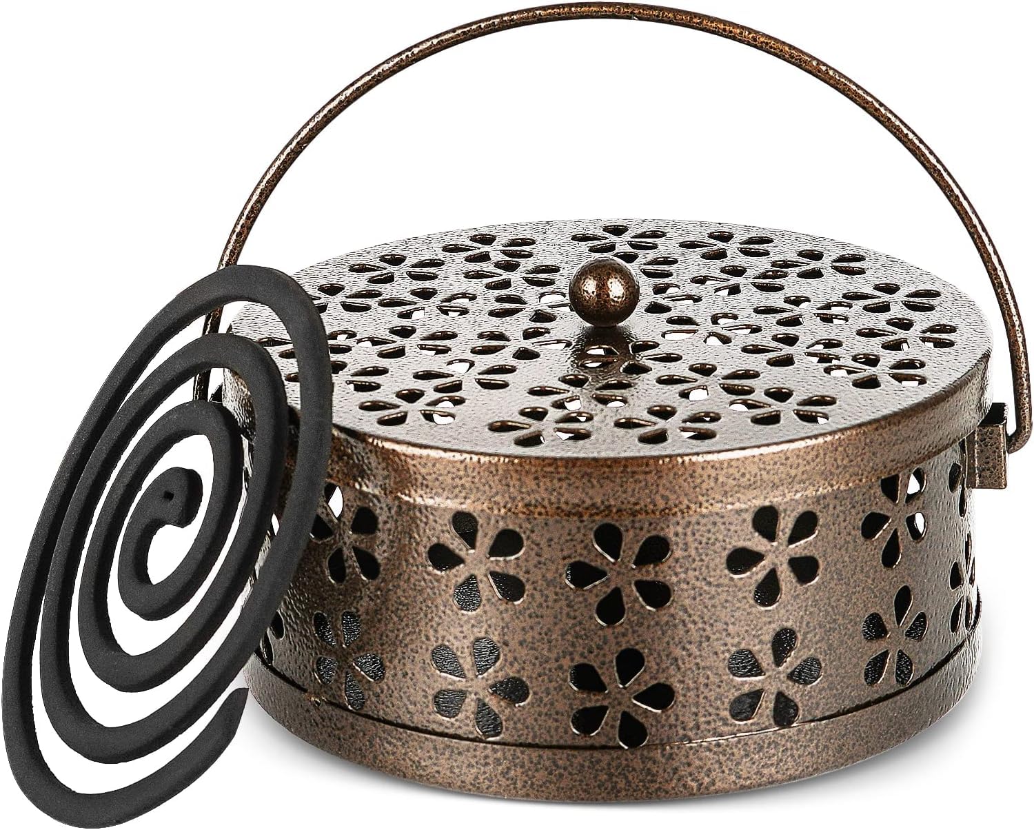 Sponsored Ad – Retro Portable Mosquito Coil Holder with Handle Iron Fireproof Incense Burner for Home/Outdoor,15cm Diameter (Bronze)