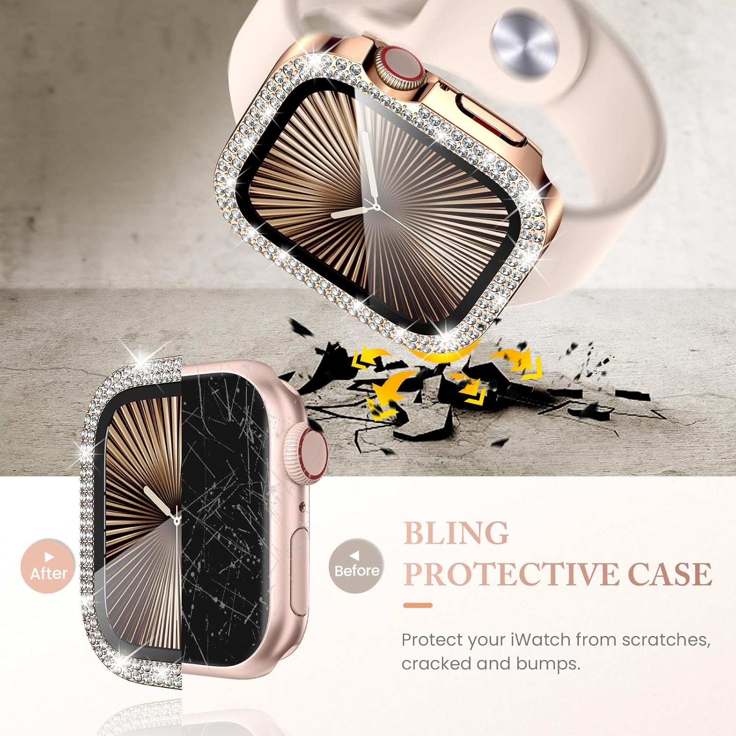 Goton 4-Pack Bling Case for Apple Watch Series 11/10 Screen Protector Case 46mm, Women Glitter Diamond Rhinestone Protector for iWatch Cover Accessories 46 mm - Image 4