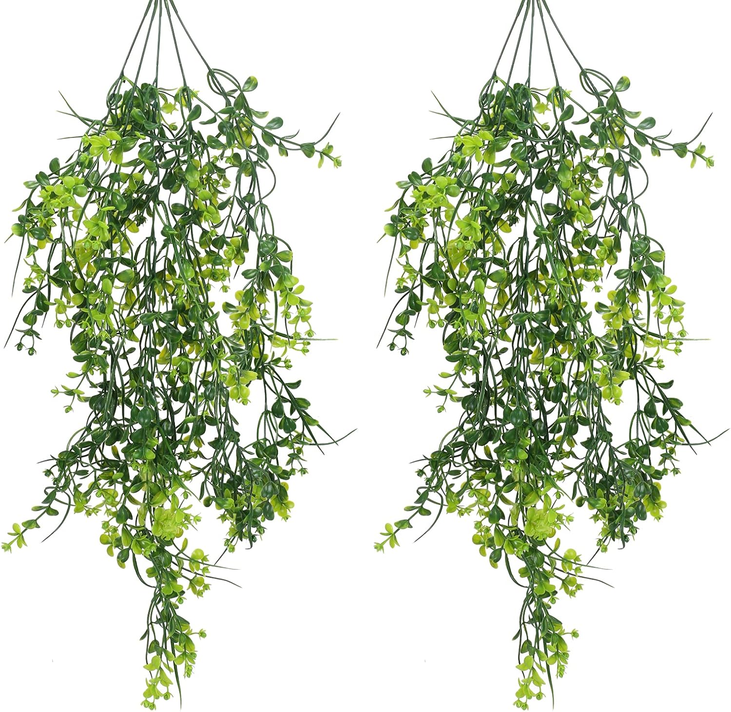 HUAESIN 2pcs Artificial Hanging Plants Fake Silk Hanging Trailing