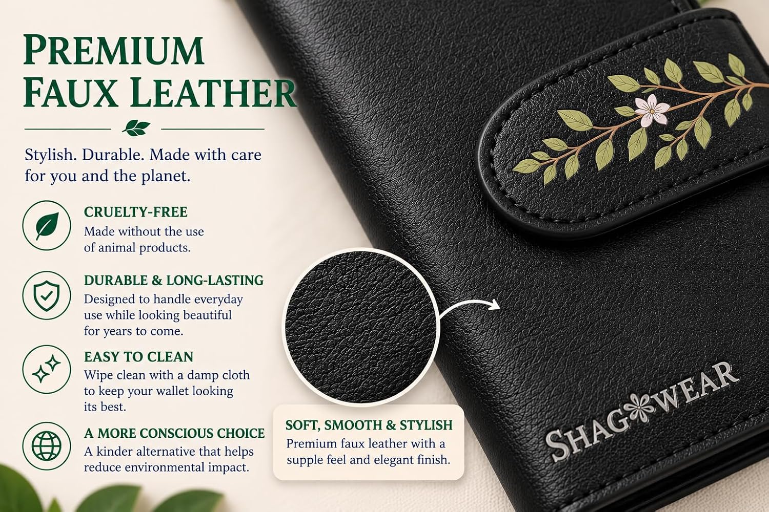 Shag Wear Owl Gathering Small Wallet for Women and Teen Girls Vegan Faux Leather Black 4.5" image 5