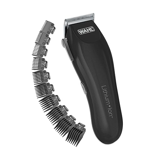 Wahl Modelo 79608 - Kit para cortar pelo de iones de litio inalámbrico kit con cortadora y recortadora recargable con 12 peines guía para cabeza