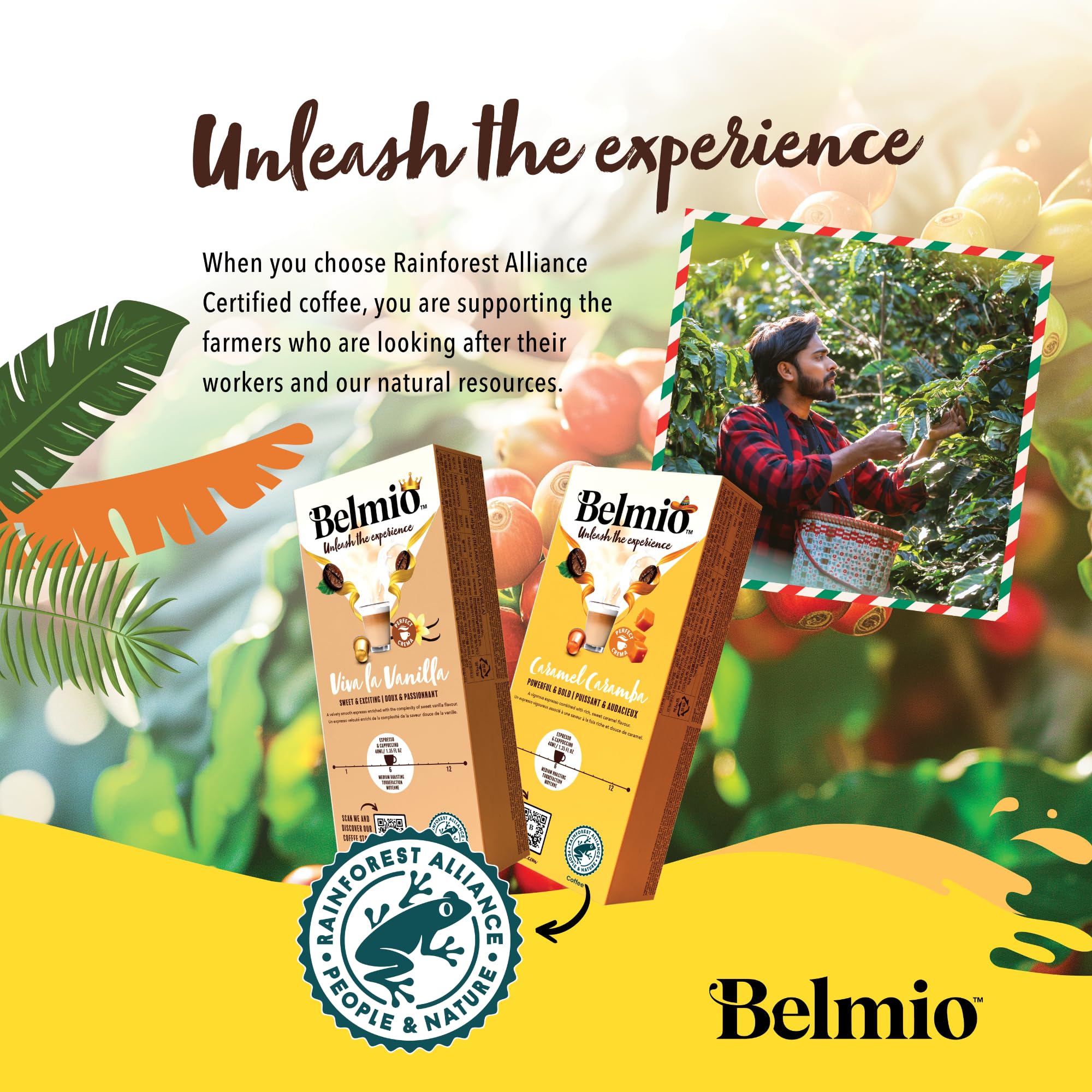 Belmio Cápsulas Nespresso Compatibles, Pack Variedad de Sabores, Café de Tueste Medio, Intensidad 6, Calidad Belga Auténtica, 7 Sabores, 100 Cápsulas