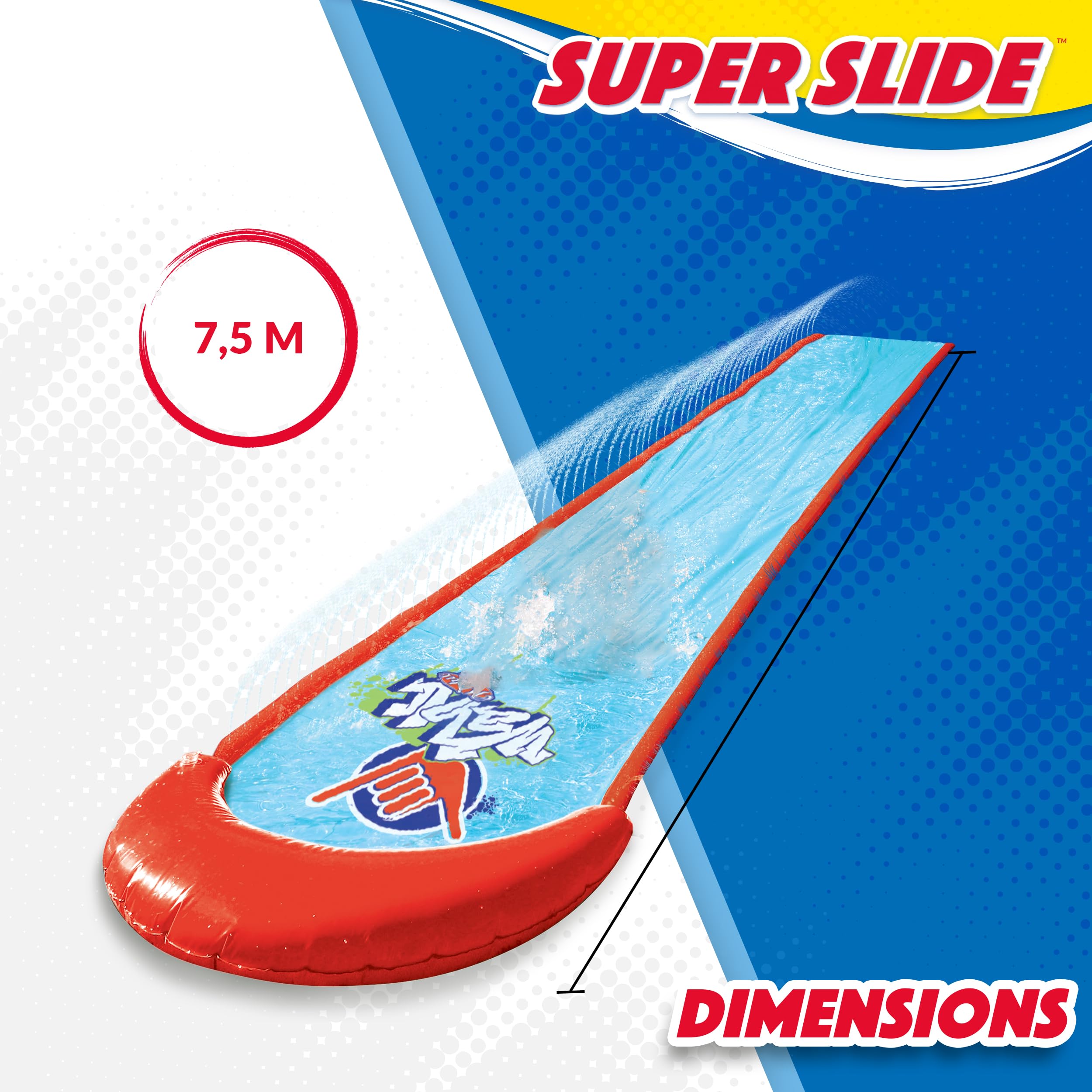 WAHU Super Slide Track - Toboggan à Eau pour Glissade de 7,5 mètres - Ventriglisse pour Toute la Famille - Tapis de Glisse Fun Estival - Jeux de Plein Air Rafraîchissants