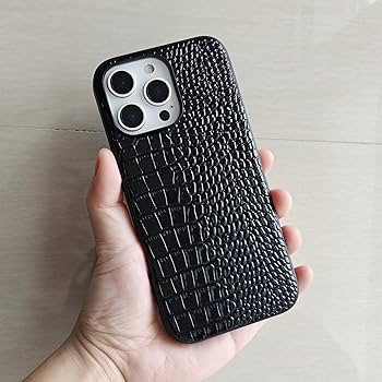 LABODÉT レザーケースブラッククロコダイルiPhone16 Pro Max Shockproof Luxury Crocodile Leather Case For iPhone 16 Pro