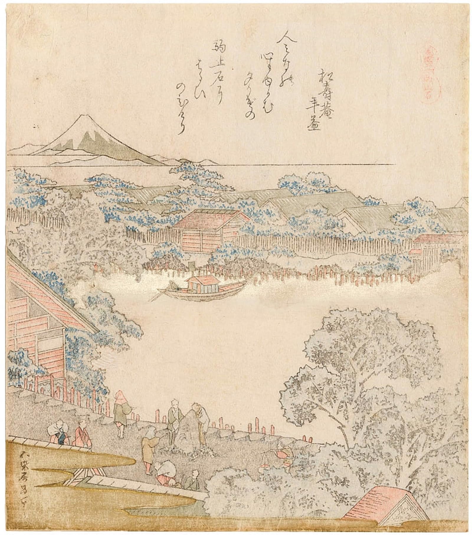 POSTERIIk Famous Modern Artwork Art Mural the Banks of the Sumida River Komatomeishi by Katsushika Hokusai Oil Paintings Pictures for Home Decor 60x90cm