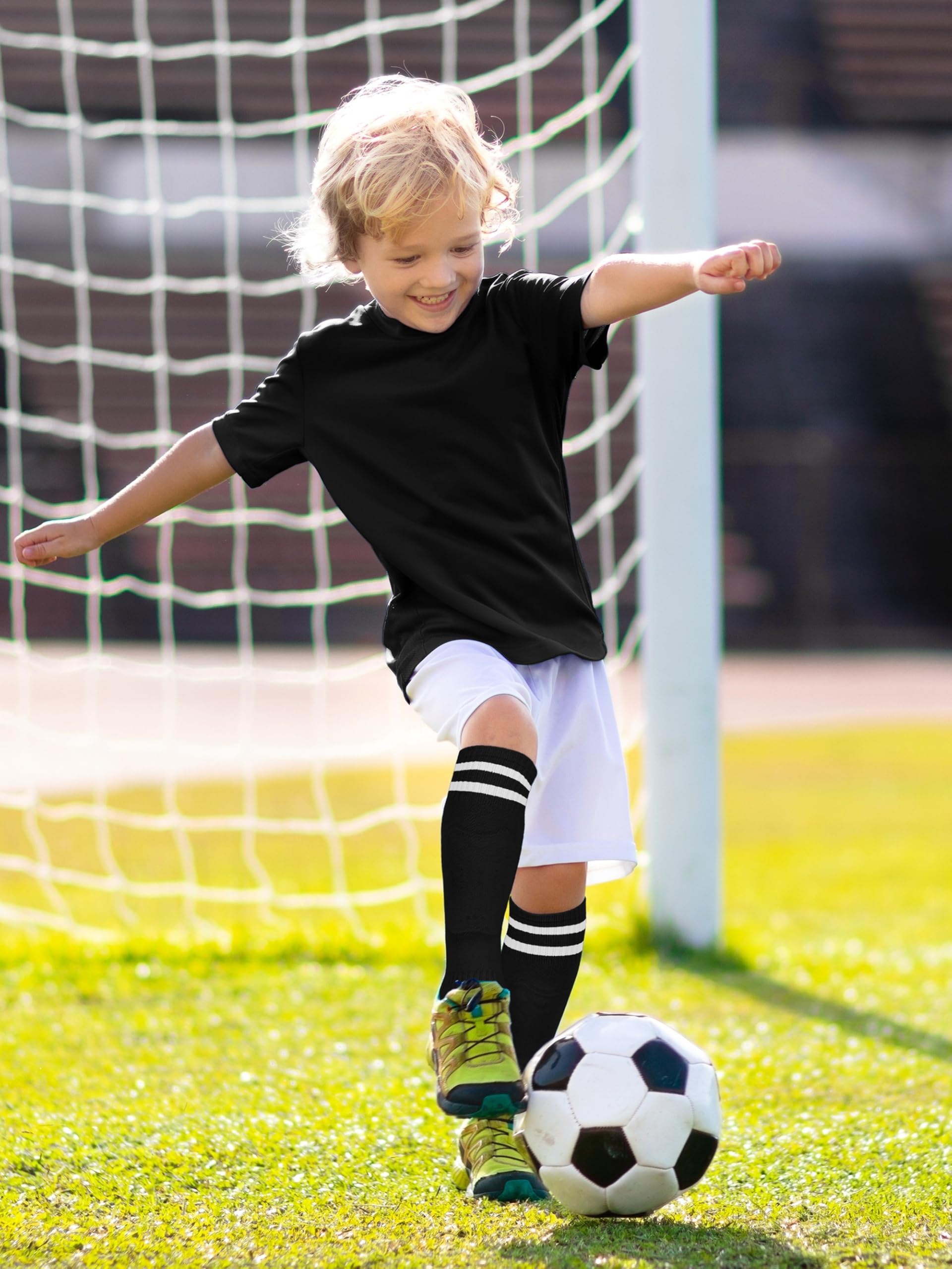 Kids Soccer Shin Guards and Socks Toddler Soccer Shin Pads Protective Defender Gear for Boys Girls Ages 3-15 Great for Training, Matches, Inspired by The World Cup - 5
