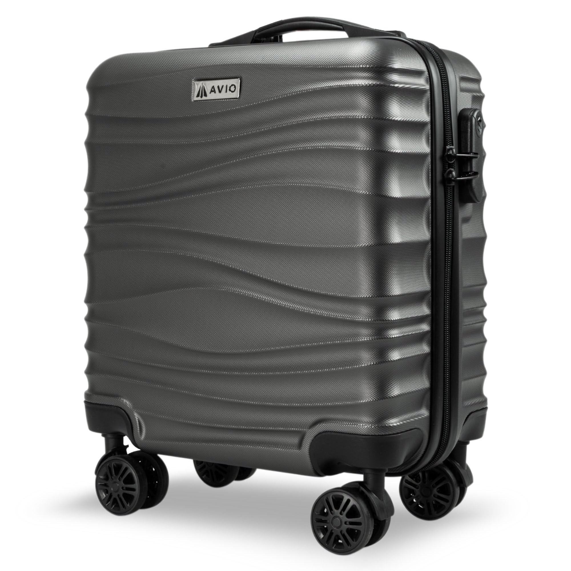 AVIOWave Cabin Suitcase 45x36x20cm - Lightweight Double Wheel Luggage Bag, 2 Internal Pockets, Telescopic Handle 3 Heights, Durable ABS Hard Shell - Approved by Most Airlines