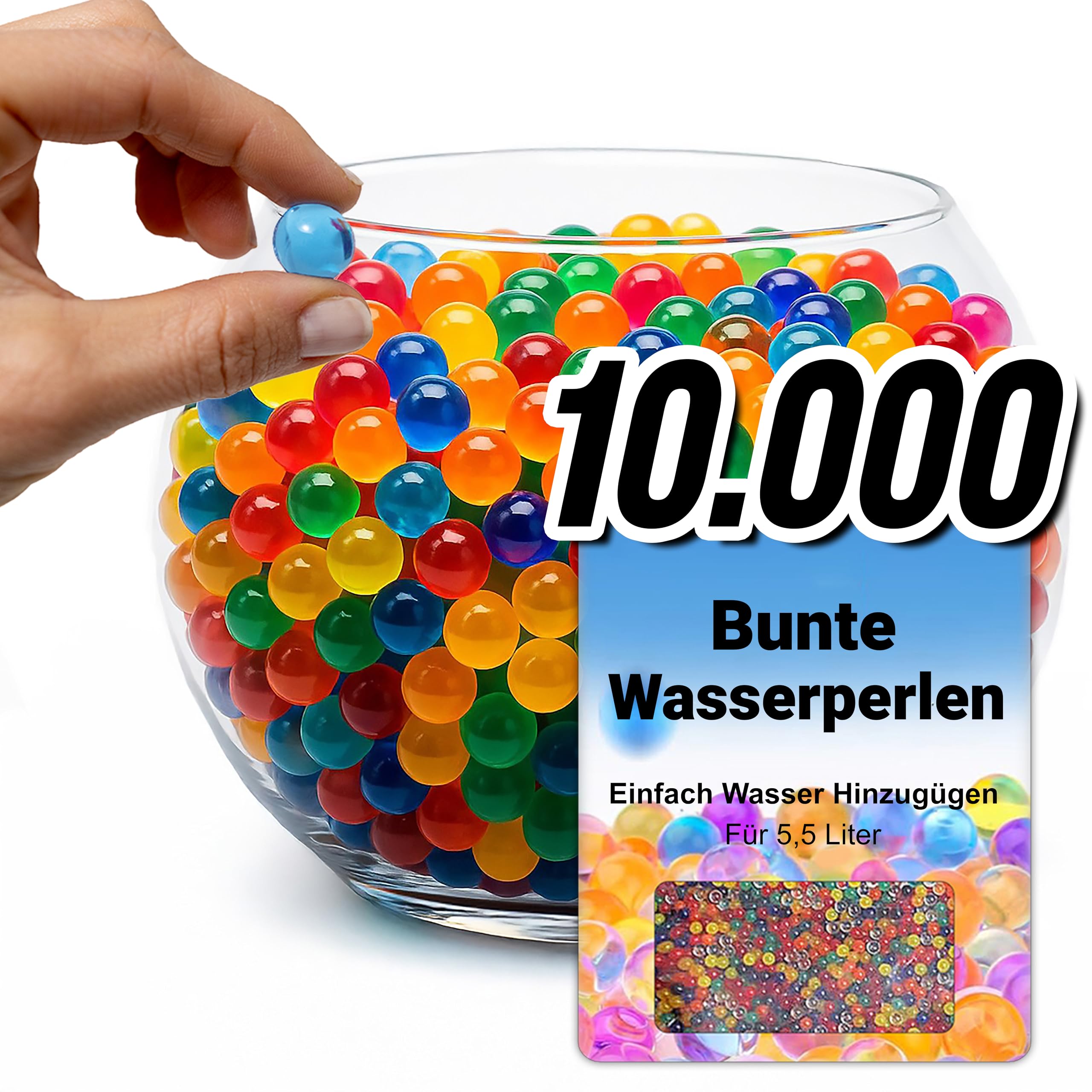 comforder – Wasserperlen für Pflanzen, Bunt Set ca. 10.000 Hydroperlen – Deko Gelperlen für Pflanzen in Vase, Gelkugeln gemischte Farbe