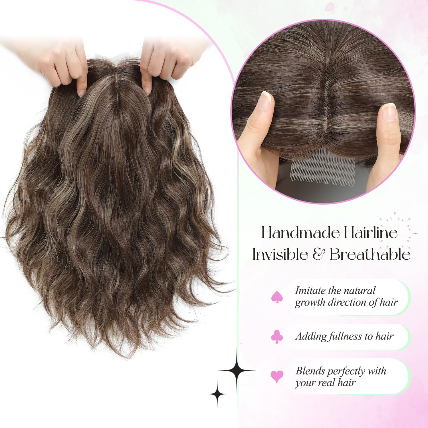 Amazon.com : Short Wavy Hair Topper 11 Inch, Human Hair Feel  display picture 2