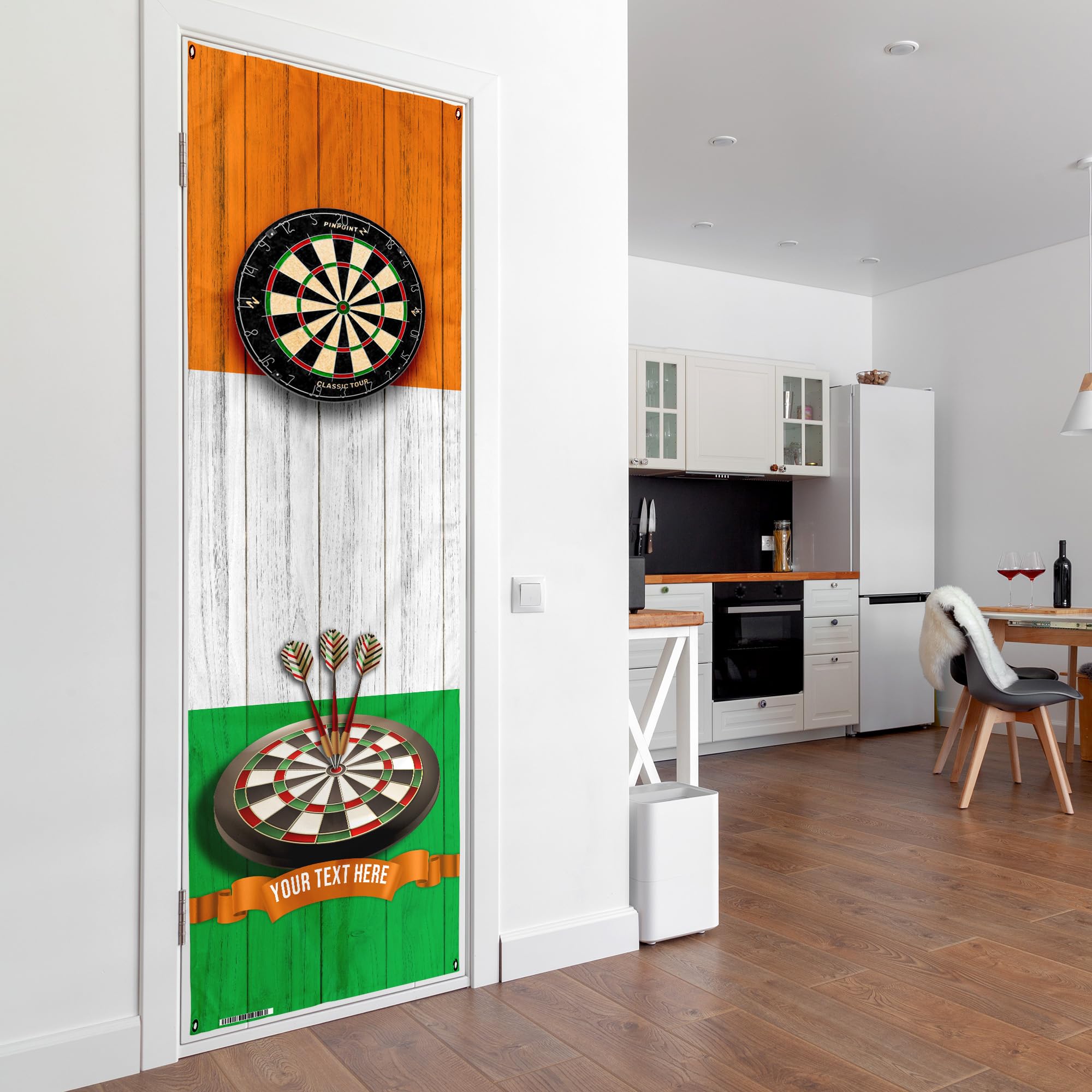 BRITISH MADE GIFTS Irish Flag Ireland - Personalised Darts Wall/Door Banner - 193cm x 68cm