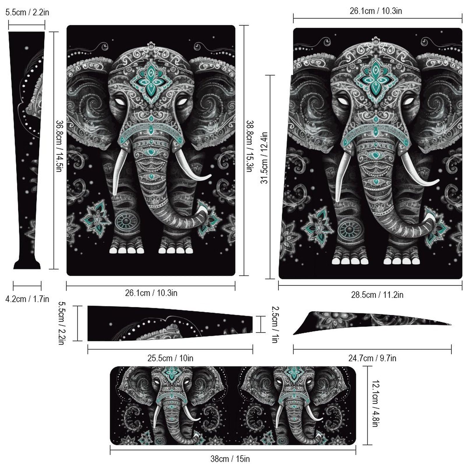 Juego completo de adhesivos de vinilo para consola y controlador de PS5, diseño de elefante loto indio vintage