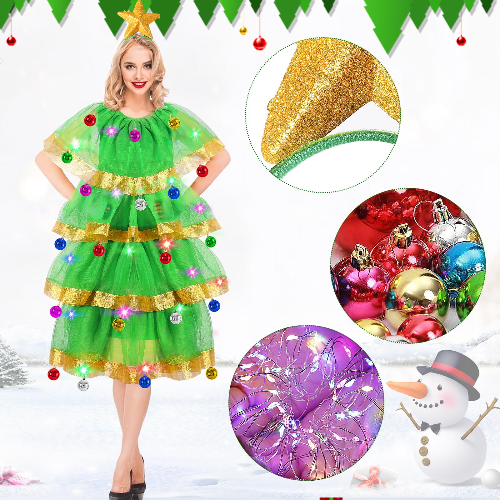 Maazusa Christmas Tree Outfit for Women 5 Pcs Christmas Tree Tulle Dress  Xmas Tree Costumes for Christmas Fancy Dress Halloween carnival (Adult, S)  - BigaMart