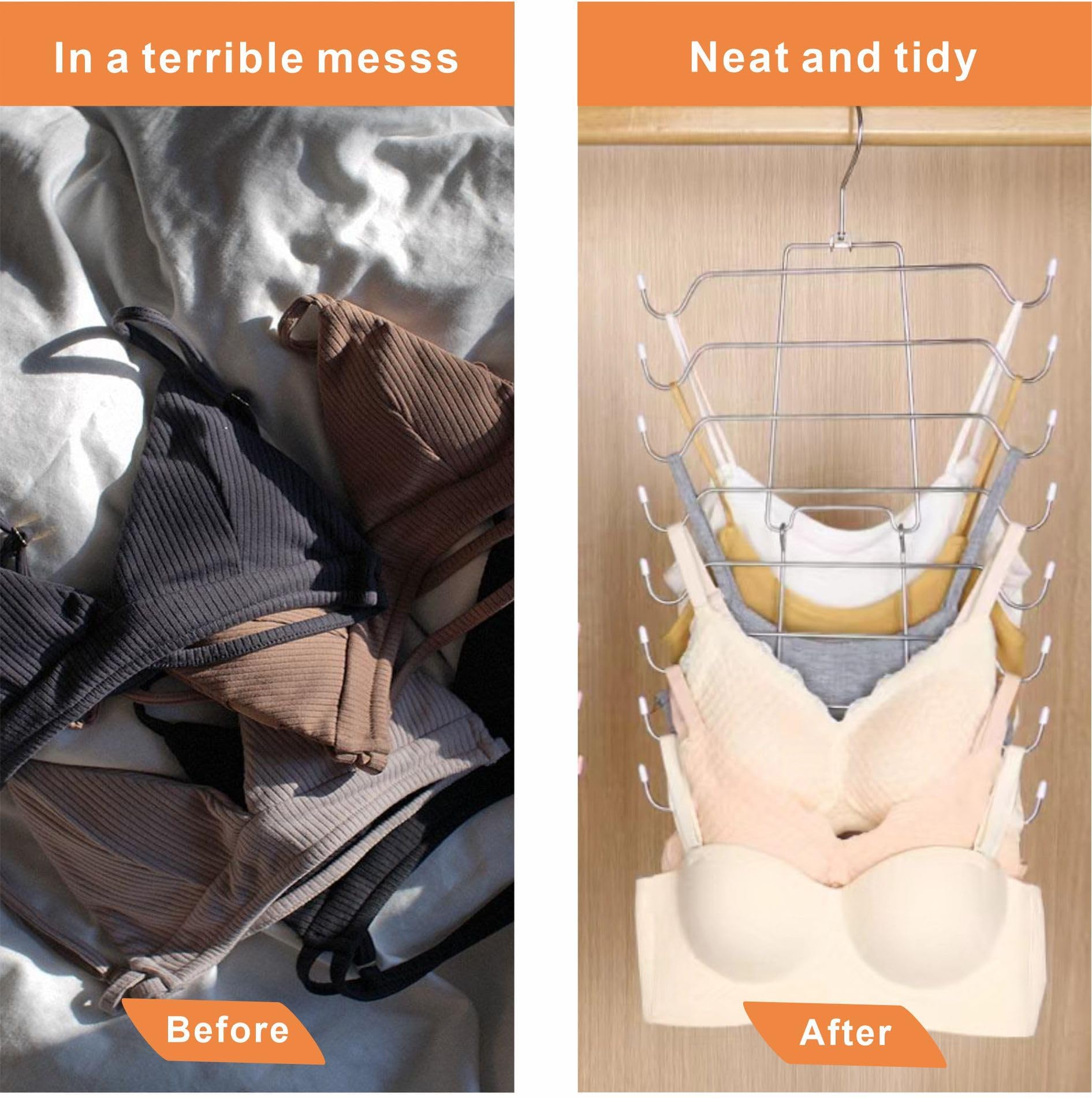 2 Pack Tank Top Hangers Space Saving Bra Organizer for Closet Foldable