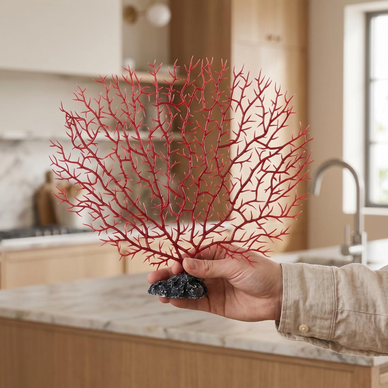 Happyyami Lot De 2 Branches De Corail Artificielles pour Aquarium Plantes Plastiques Ornementales De Taille Moyenne Décoration Naturelle Et Refuge pour Poissons