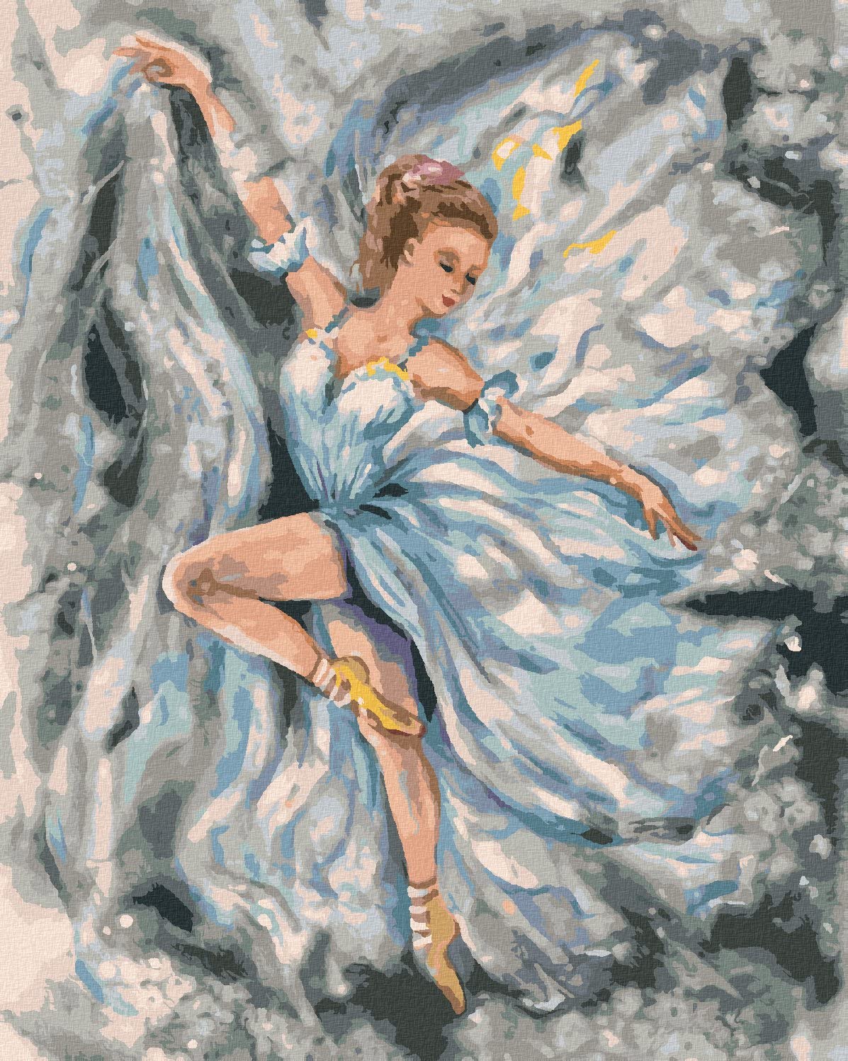 Malowanie według liczb - BALLERINA W NIEBIESKI Sukienka 80 x 100 cm bez blejtramy