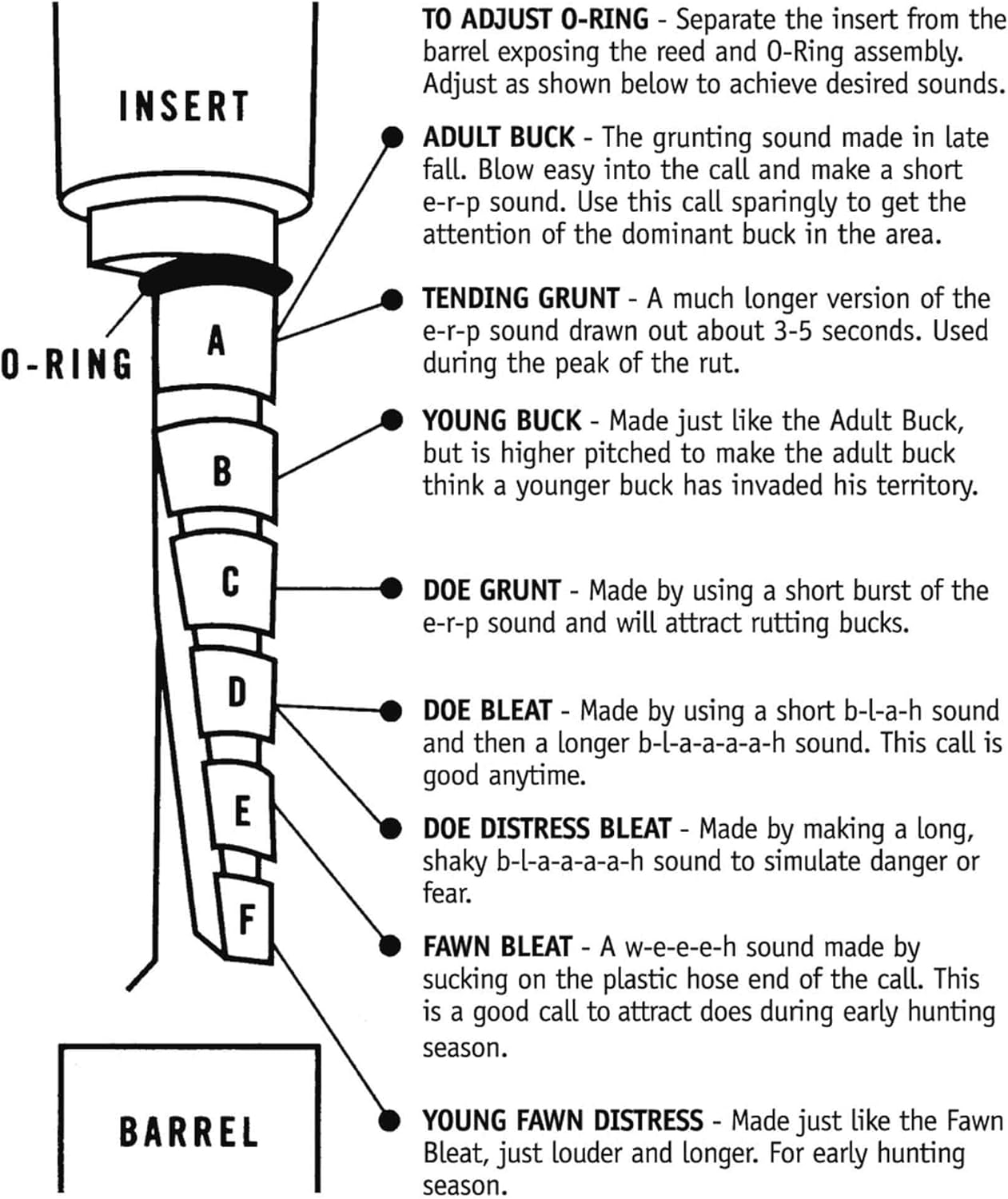 Buck Gardner Diamondwood Deer Grunt, 6-Tone Call, Adjustable, DG-DW-BN