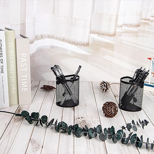 Miniatura 7 de Portalápices, organizador de oficina con 3 compartimentos, organizador de casillero de malla metálica, taza para bolígrafo para oficina,