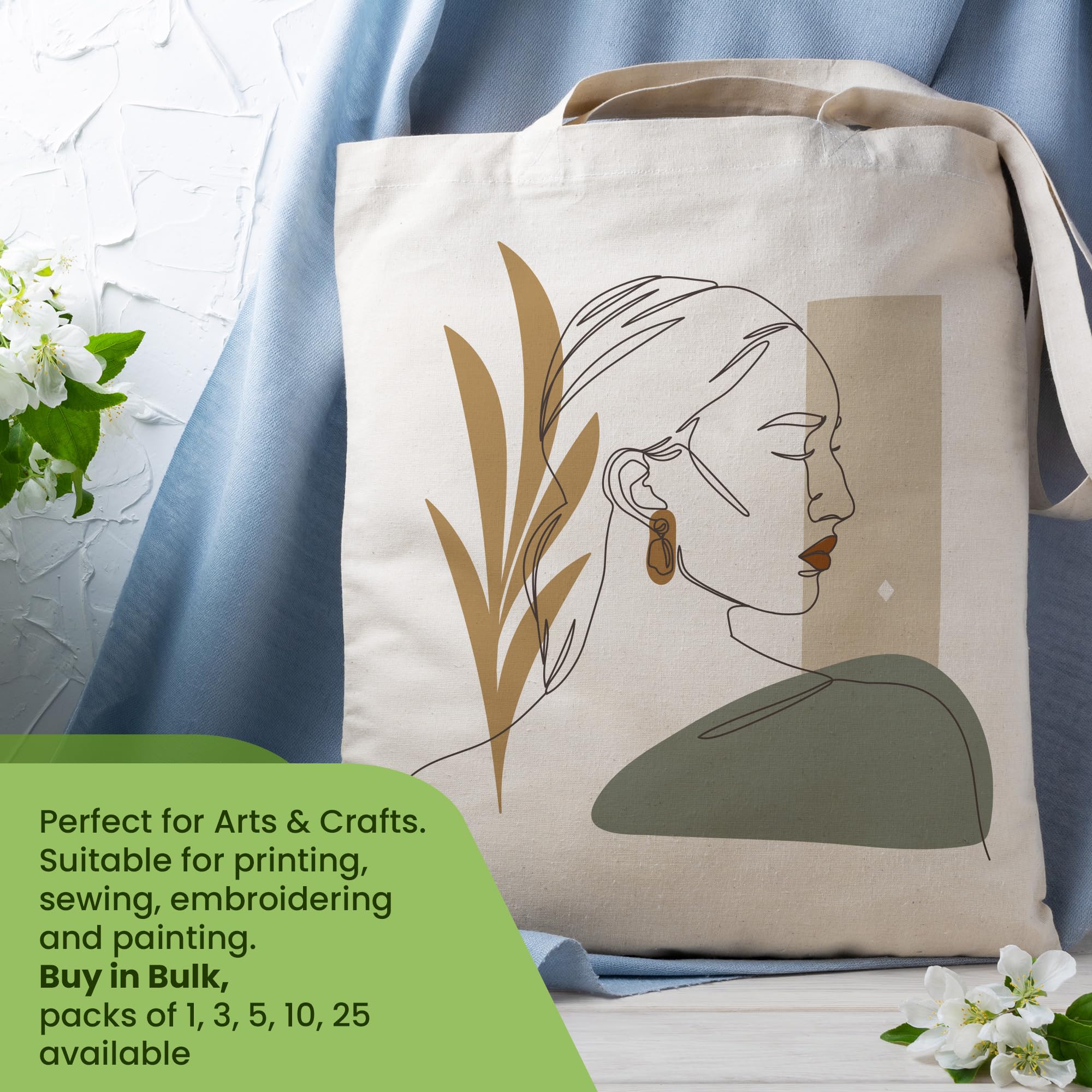 Pack Of 50 Premium Plain Natural Cotton Shopping Tote Bags Eco Friendly Shoppers Ideal For Printing And Decorating (Pack Of 50 - View #9
