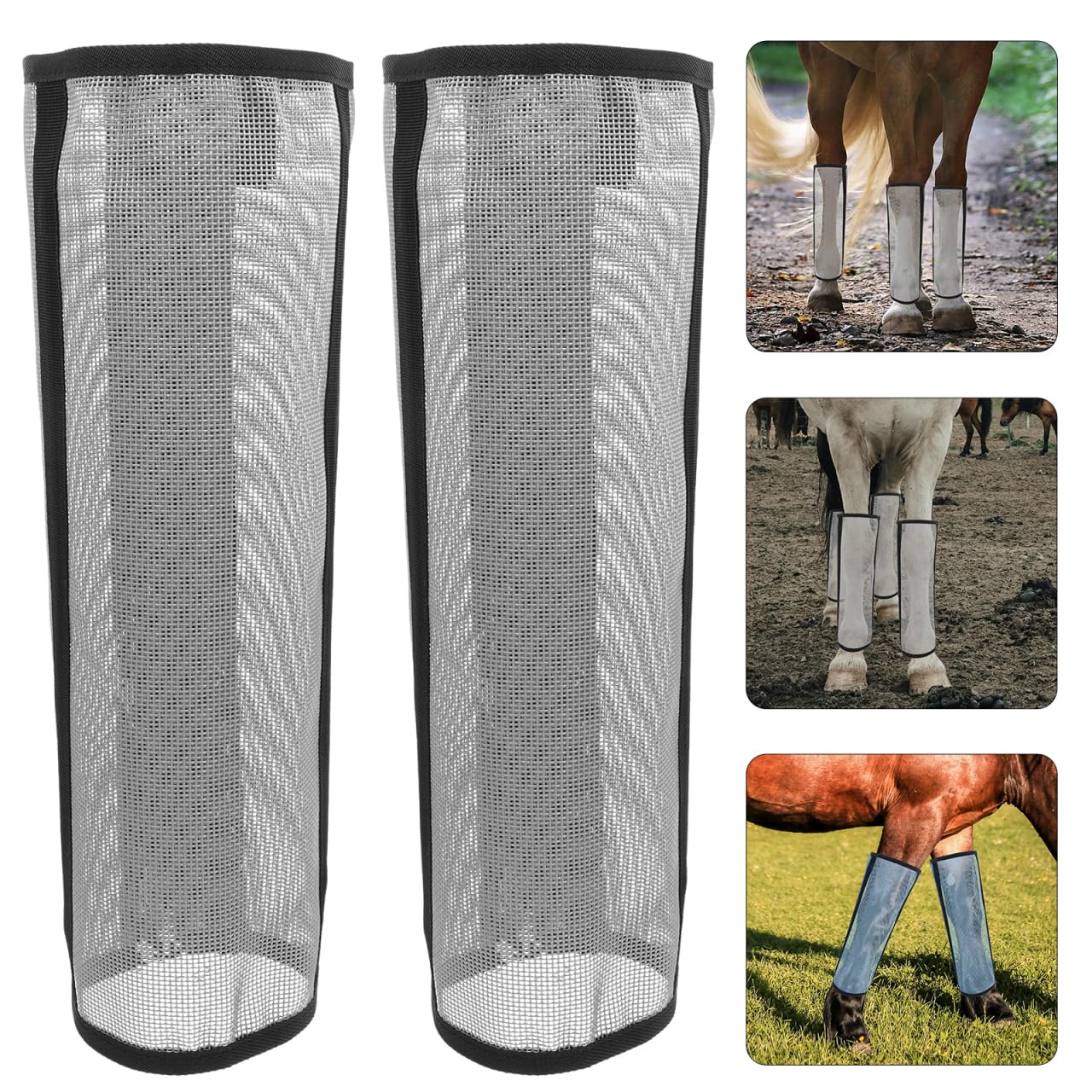 Besportble 4 PièCes Anti-Mouches pour Chevaux Maille Respirante Protection Efficace des Jambes pour Soins ÉQuins Et CompéTitions ÉQuestres