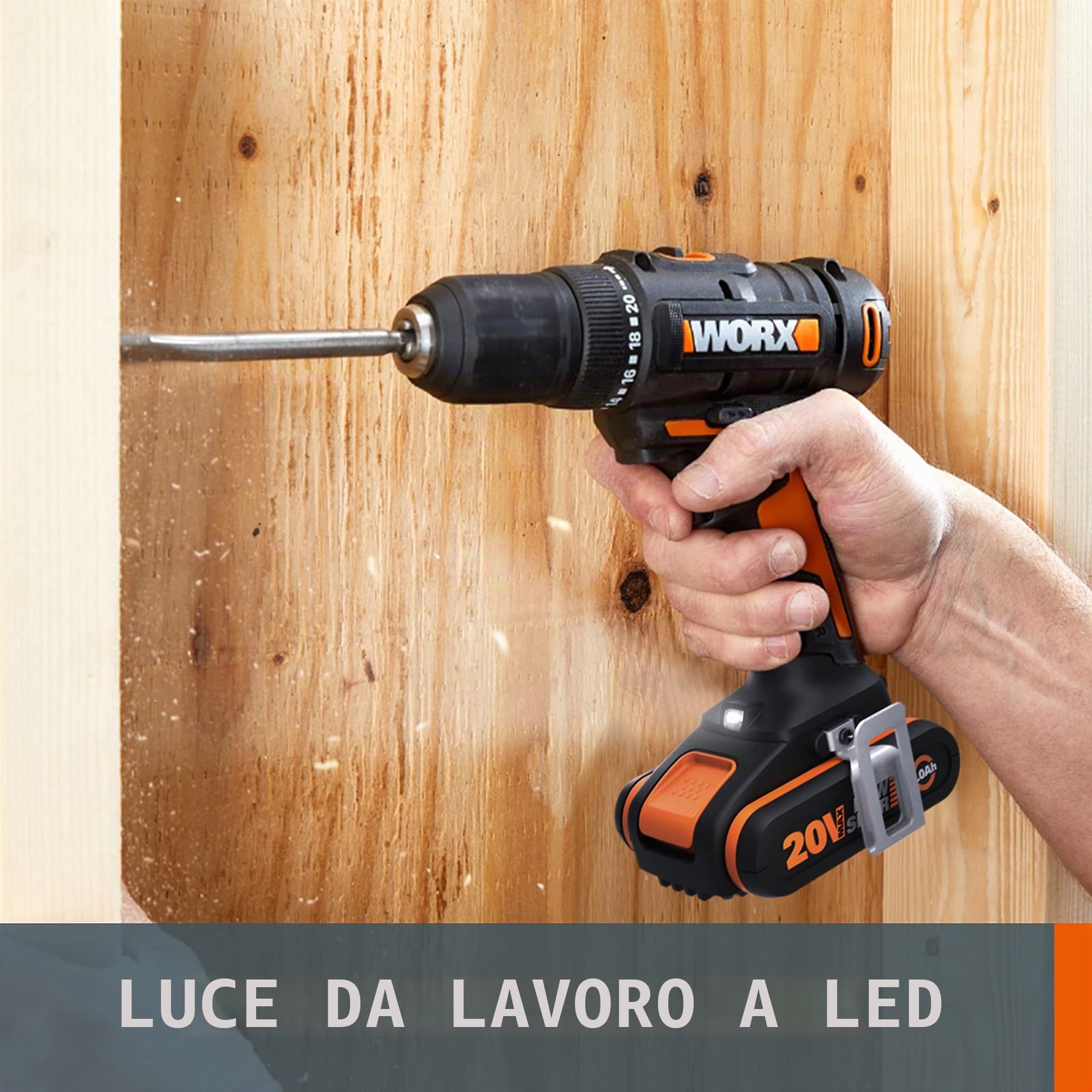 WORX WX108.9 Trapano avvitatore senza fili 20 V, coppia massima di 40 Nm, mandrino ø13 mm, ideale per piccoli lavori, 2 velocità variabili, compatto e leggero, senza batteria e caricabatterie