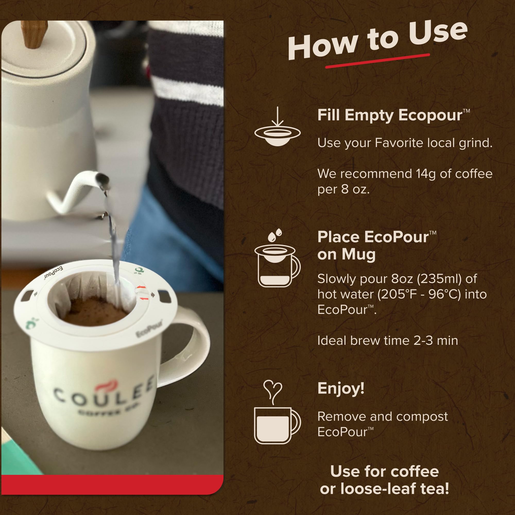 EcoPour Coffee Filters - Compostable & Sustainable -3 EcoPour Coffee Filters - Compostable & Sustainable -3