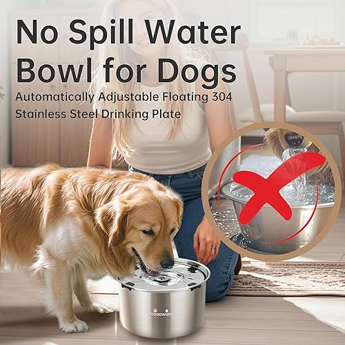 Miniatura 3 de Cuenco de agua grande para perros de 5.6L190 onzas, dispensador de agua para perros sin derrames, sin goteo, con disco flotante, cuenco de agua de