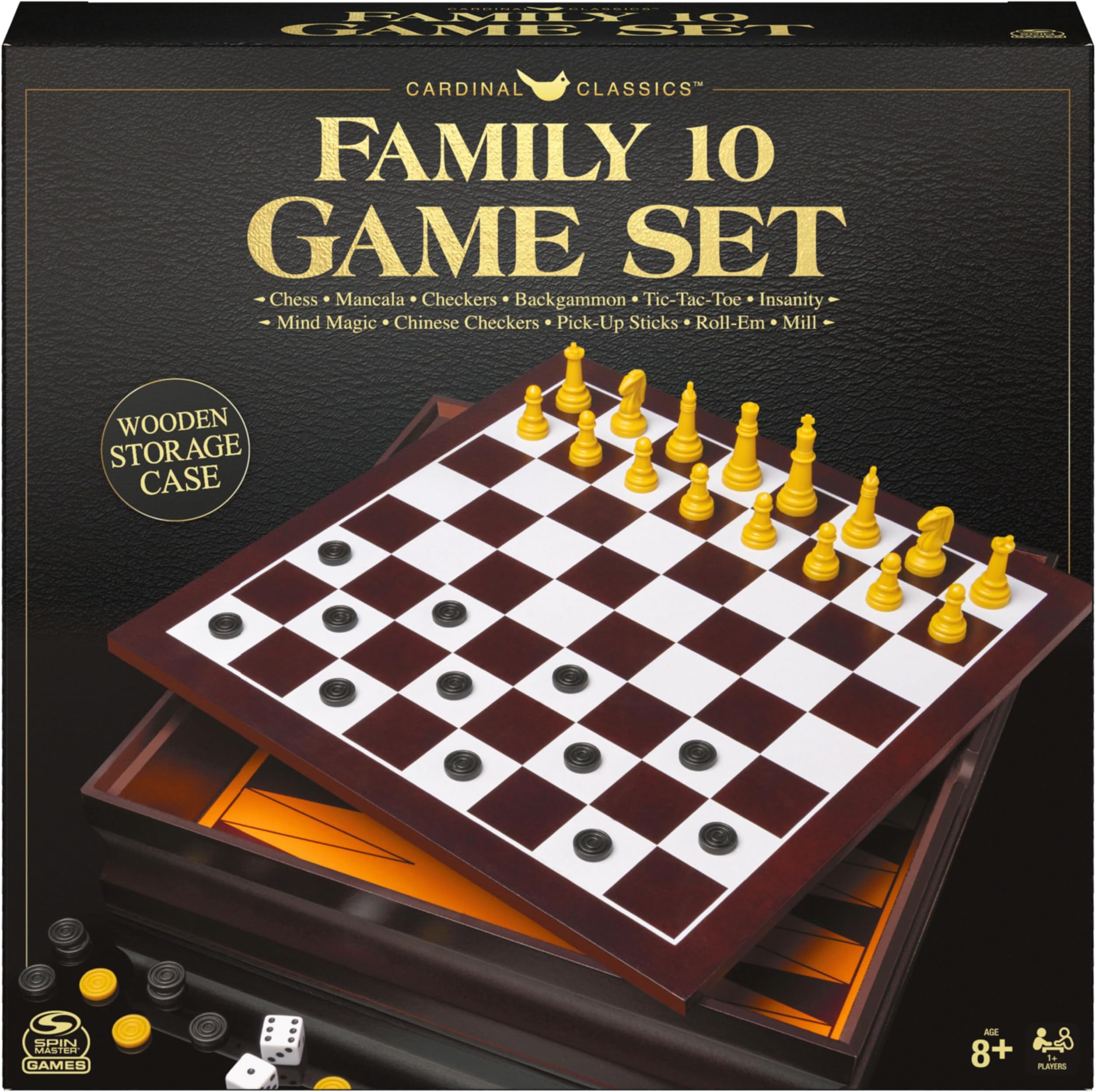 Spin Master Family 10 Classic Games Set Board Game 2 Players 8+ Years