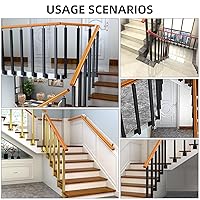 Vista 69 de 42/40/38/36/34in Square Stair Baluster Posts- 270° Adjustable Metal Railing Spindles with Flat Bracket Base and Screws Kits; Iron Posts are Suitable