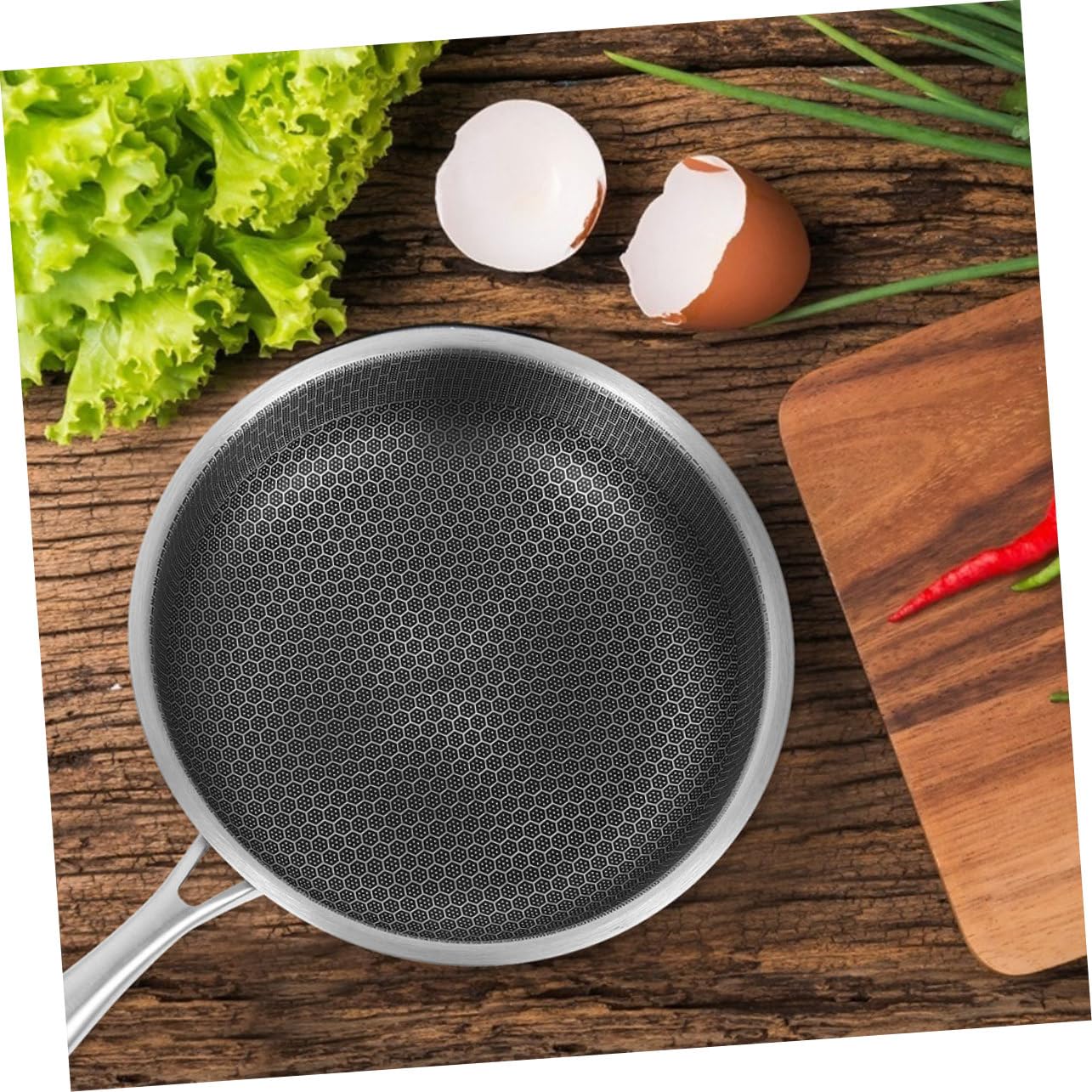 Alipis Padella Distribuzione Uniforme del Calore, Versatile in Acciaio Inossidabile con Superficie a Nido D'ape per Uova per Cucina Quotidiana
