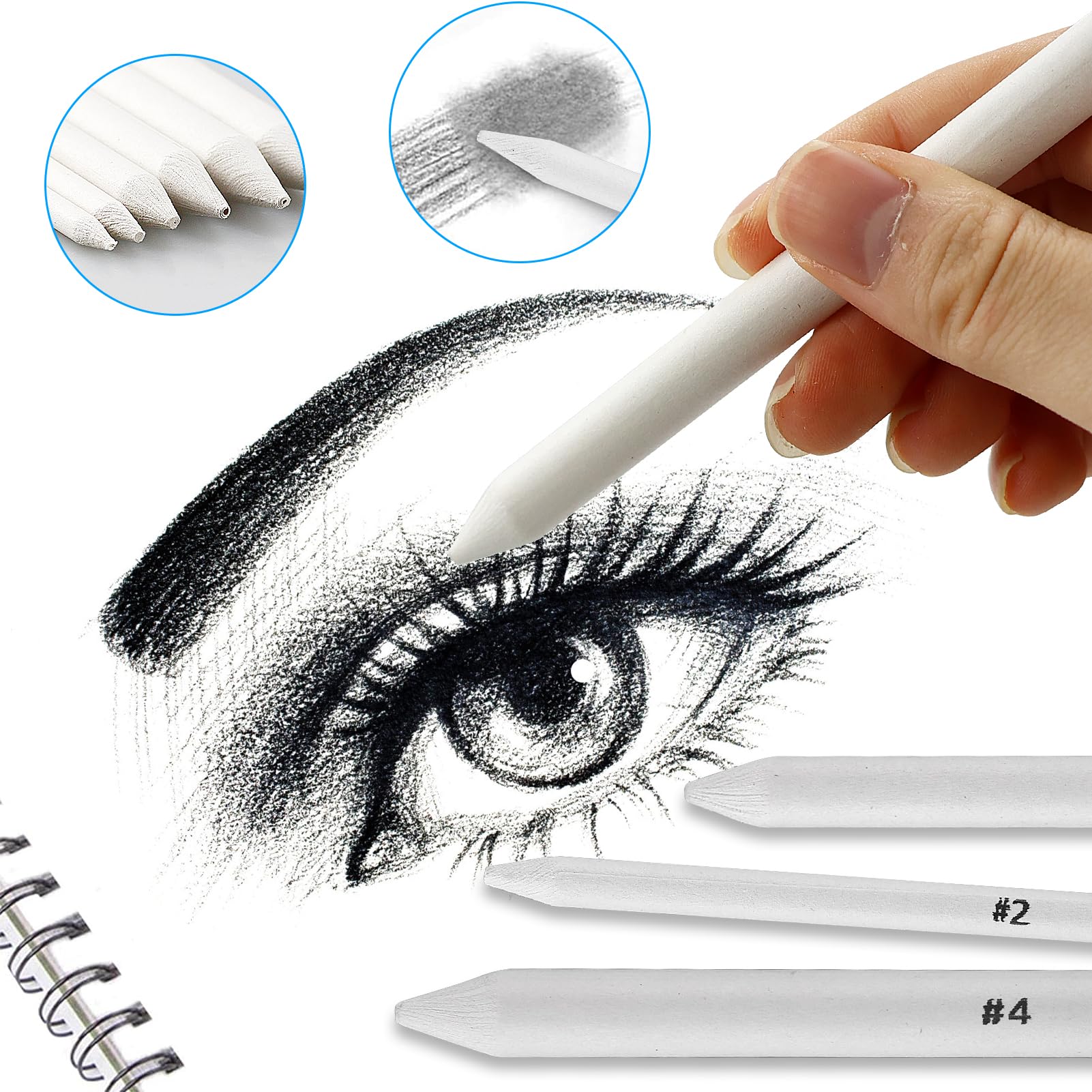 Set 6 Sfumini Per Disegno - Doppia Punta Per Schizzi E Tecniche Artistiche - Foto 7