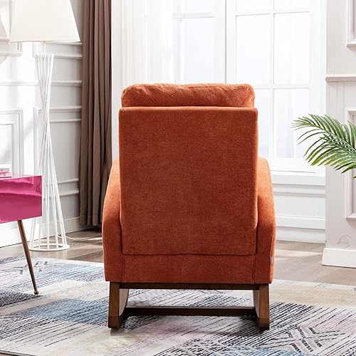 Miniatura 6 de CALABASH Mecedora tapizada para interiores, silla mecedora cómoda y gruesa con respaldo alto, silla de bebé retro de mediados de siglo con