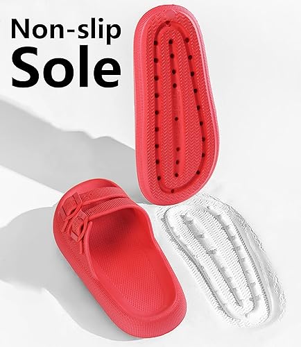 Miniatura 6 de Weweya - Sandalias para mujer y hombre, pantuflas acolchadas, sandalias ajustables con doble hebilla, sandalias planas de EVA