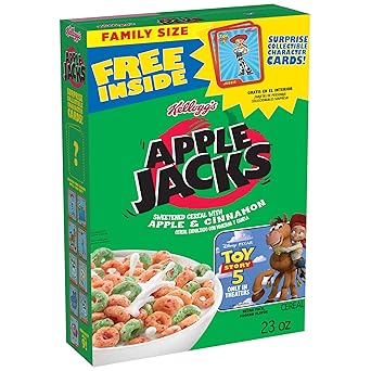 Kelloggs Apple Jacks Breakfast Cereal, Kids Snacks, Family Breakfast, Giant Size, Original, 23oz Box 1 Box