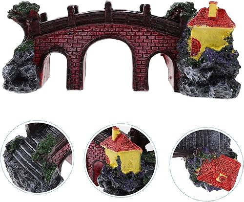 Miniatura 5 de POPETPOP Decoración de acuario puente pabellón de resina de gran tamaño para pecera, adorno para pecera, puente submarino para pecera, elegante y
