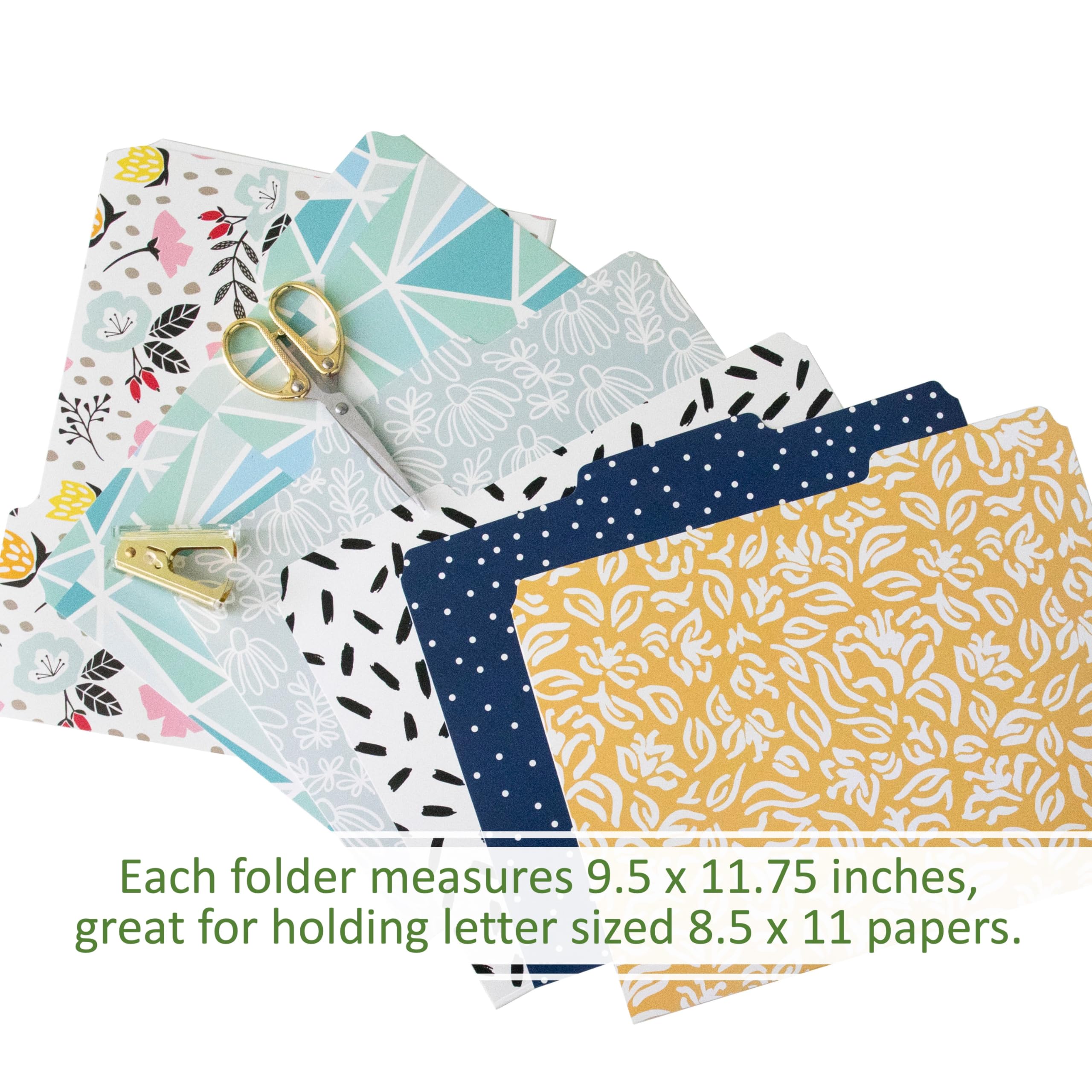 Lindas carpetas de archivos, juego de 24 carpetas decorativas de 3 pestañas tamaño carta, estilo bohemio, manila, 8.5 x 11 pulgadas, bonito diseño, suministros escolares para el hogar, oficina