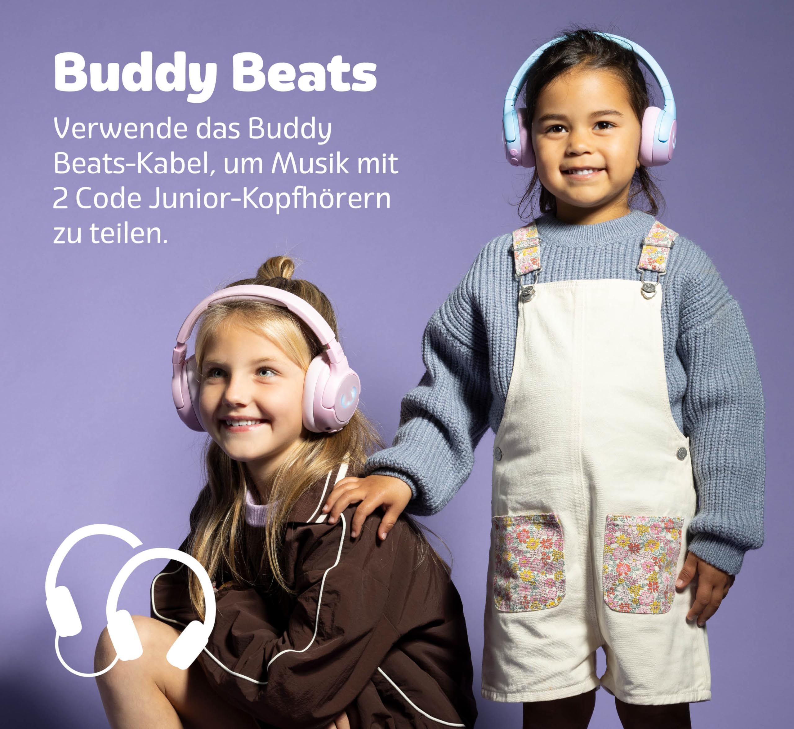 Fresh 'n Rebel Code Junior, kabellose Bluetooth-Kopfhörer für Kinder, sicherer Klang (<85dB), inklusive Audiokabel und Aufkleber, Buddy Beats, LED-Lichteffekte. 48 Std. Spielzeit (Cool Candy)