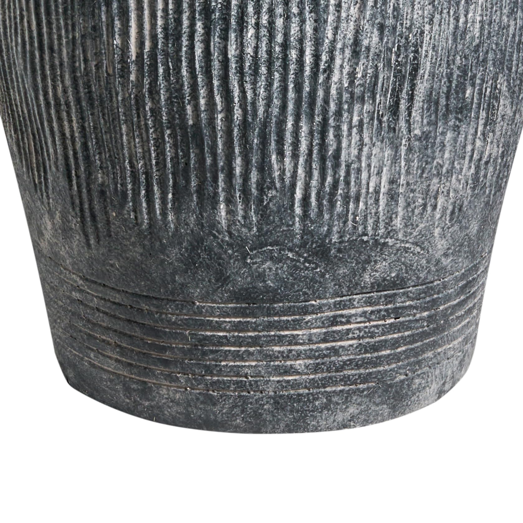 Blumenvase groß gerillt grau rund 28x28 cm In- & Outdoor 50 cm hoch Bodenvase Argino