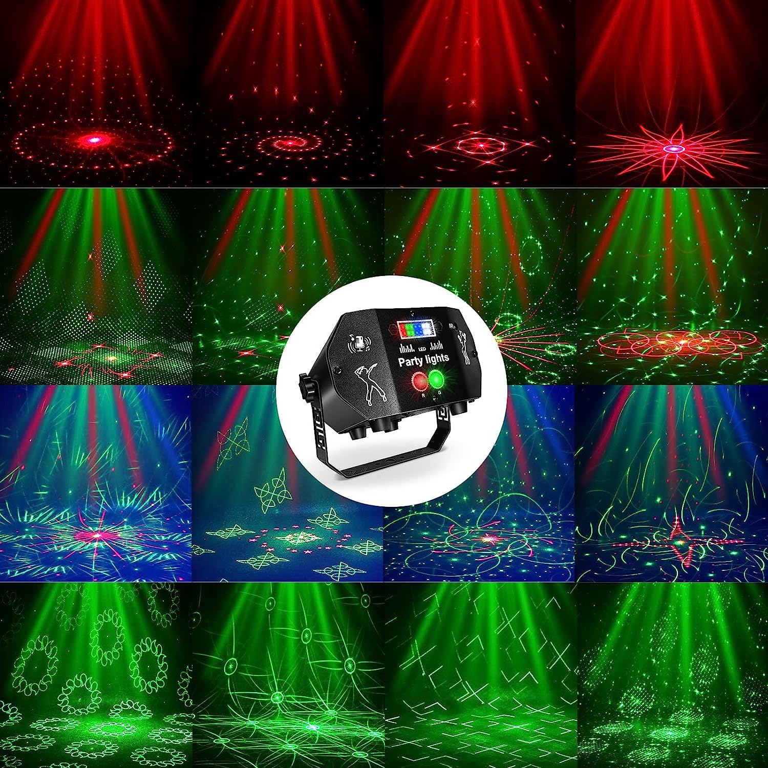Luci Discoteca 60 Modalità RGB, USB Luci DJ con Telecomando Luci da Festa con Musica Attivato Luce Stroboscopiche Discoteca per Karaoke Bar Feste DJ Natale