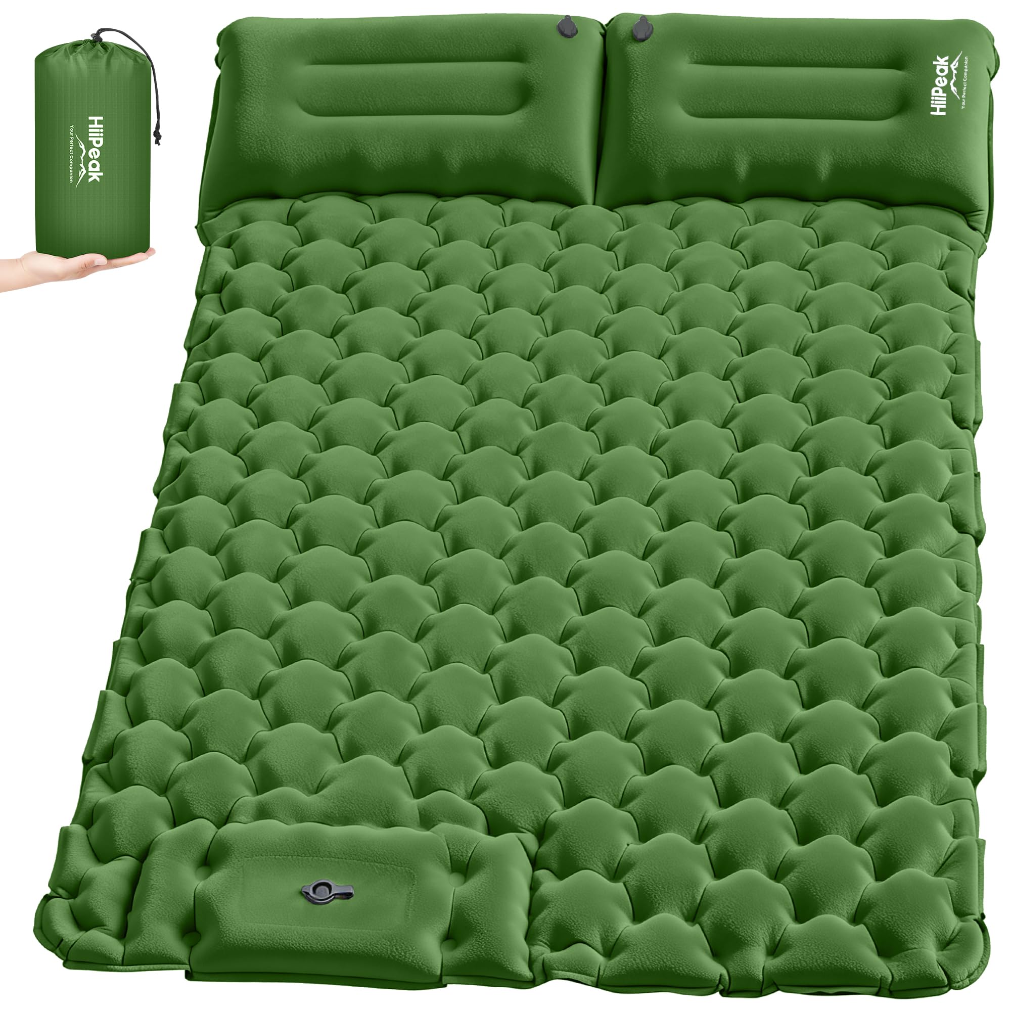 HiiPeak Isomatte Selbstaufblasend – Suede Aufblasbare Camping matratze mit Integriertem Kopfkissen, Wasserdicht Luftmatratze Outdoor, Kompaktes Packmaß, Isomatte Ultraleicht für Wandern und Strand