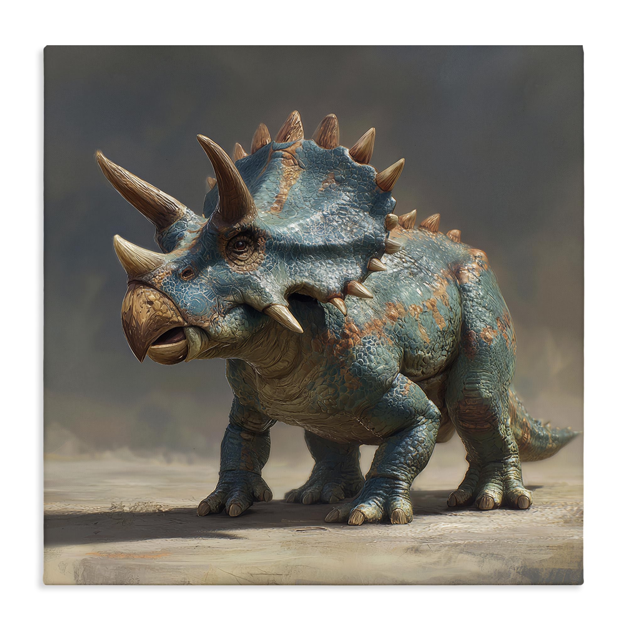 'Horned Triceratops at Sunrise'| Canvas Art