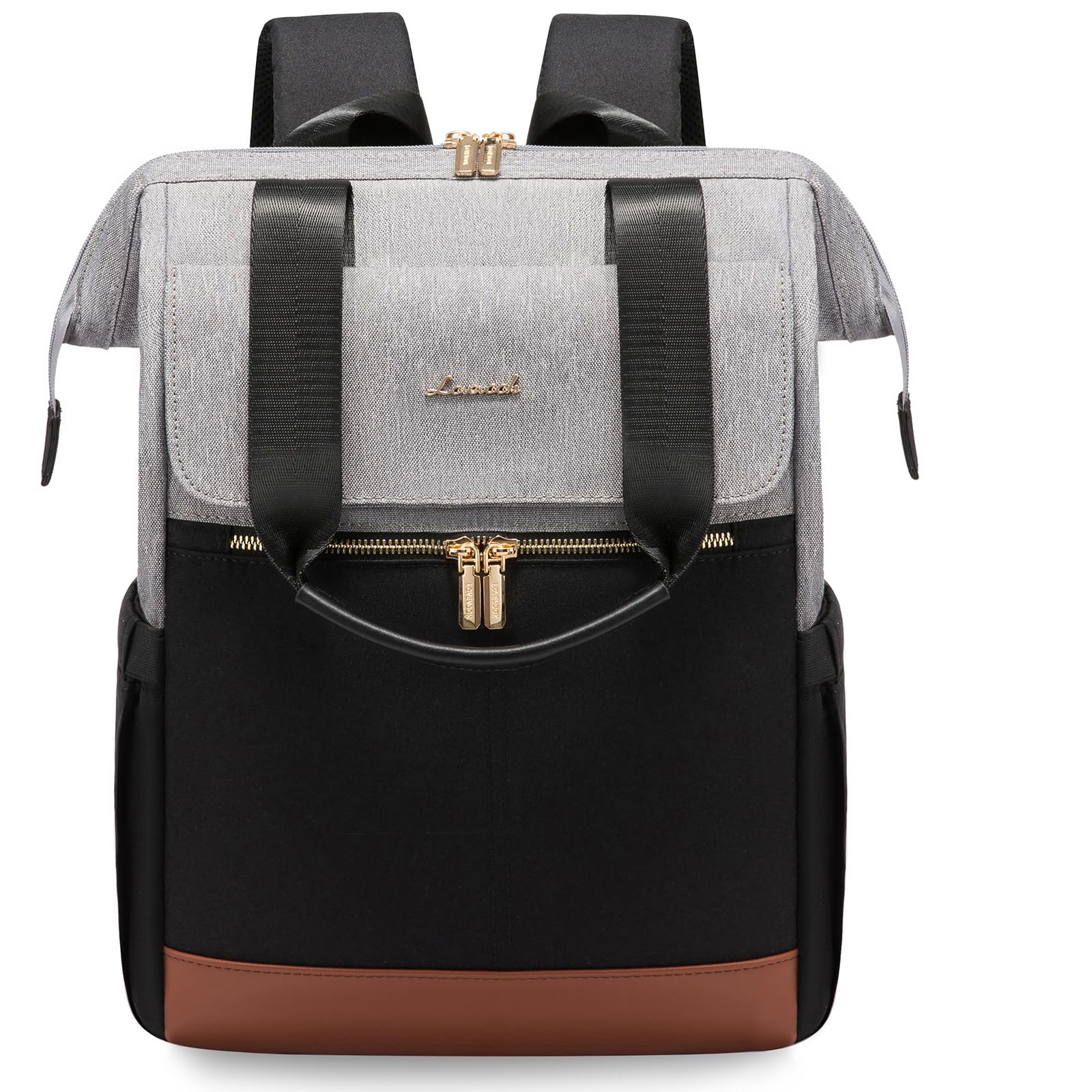 LOVEVOOK - Zaino da donna, zaino per laptop impermeabile per la scuola, Grigio e nero, 15.6", Casual