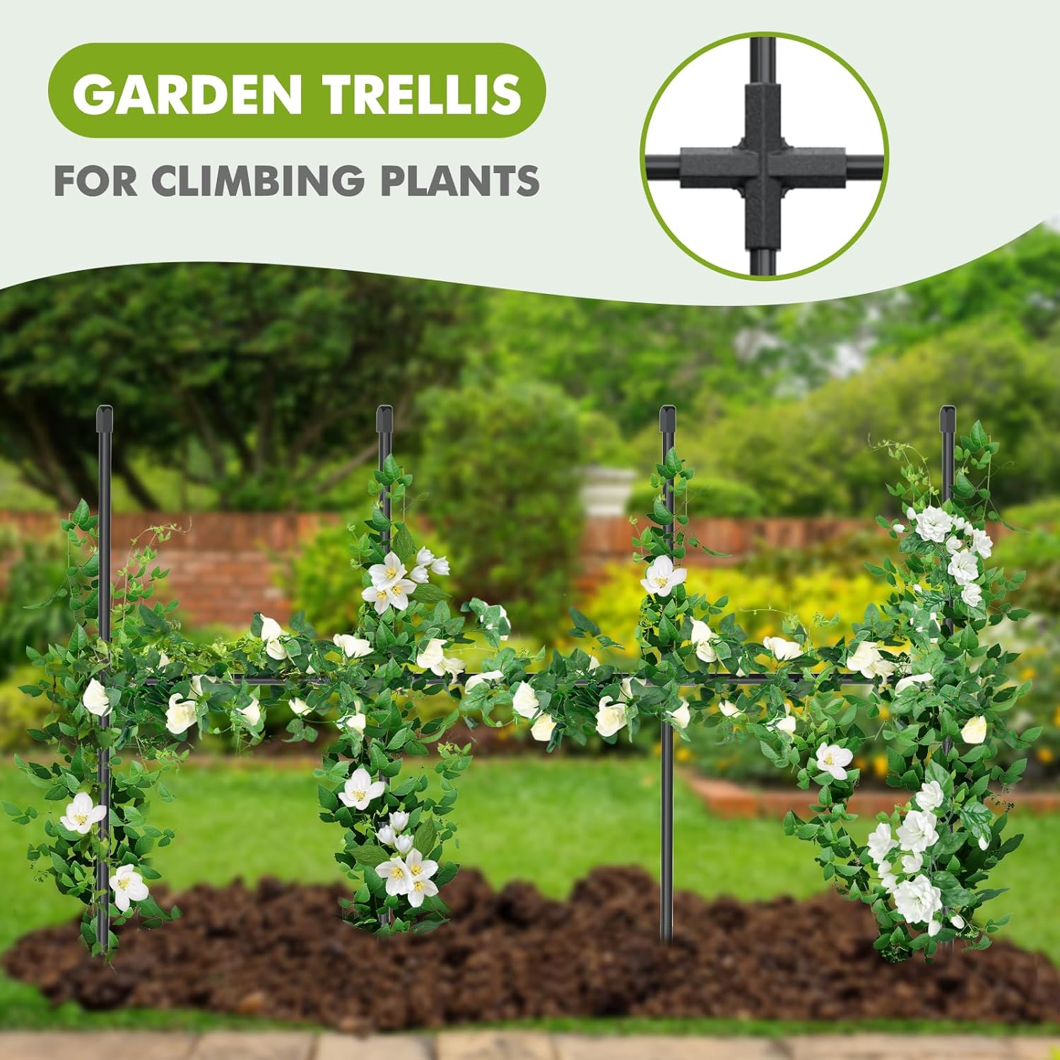 GOJAWAY 47.2"x47.2" Adjustable A-Frame Cucumber Trellis for Garden Vegetable Trellis, Metal Garden Trellis Arch Plant Grow Support Frame for Climbing Plants Support Vegetable Flower Fruits Vine
