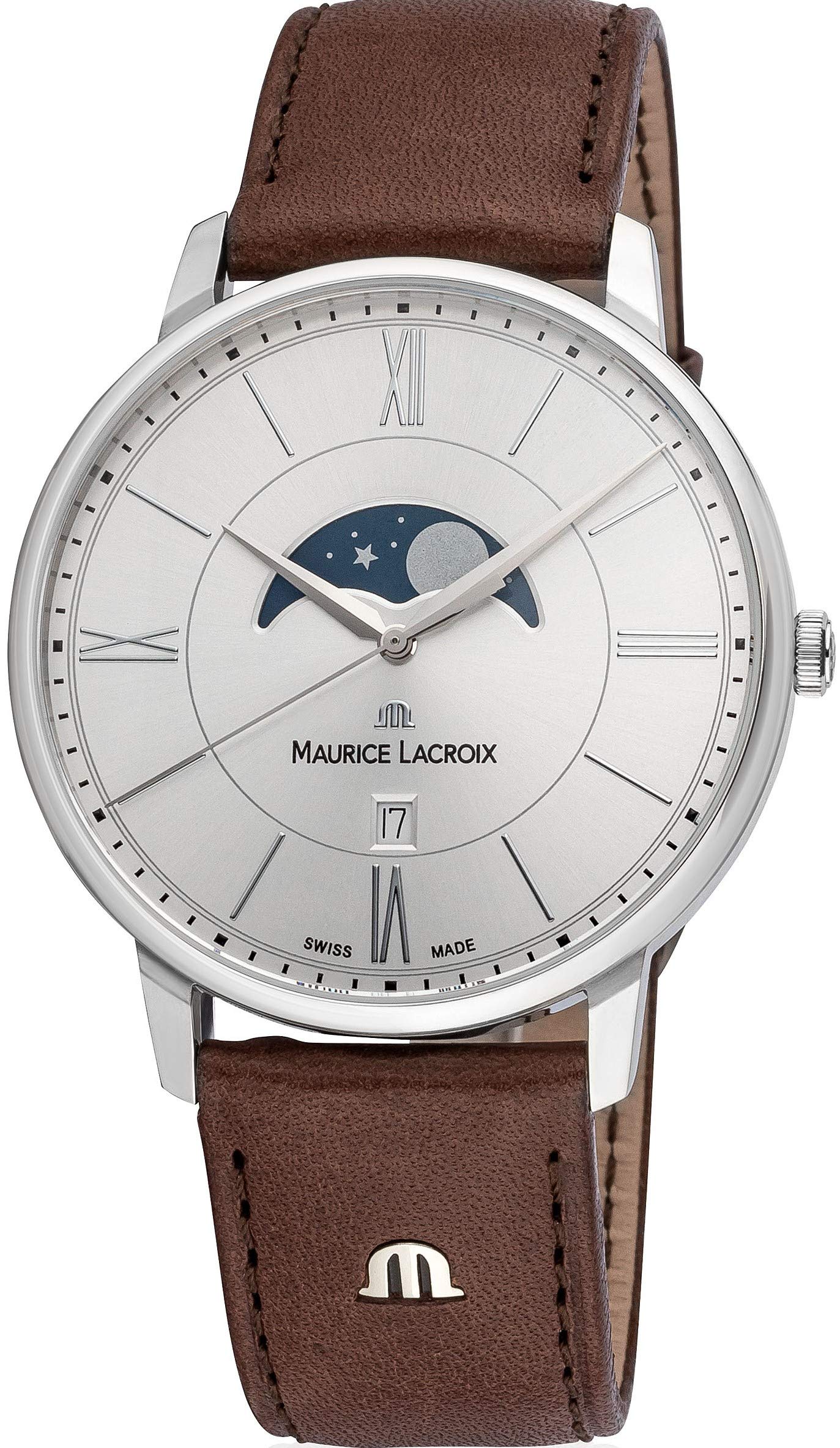 Maurice Lacroix Mens Analogue Quartz Watch with Leather Strap EL1108-SS001-110-1