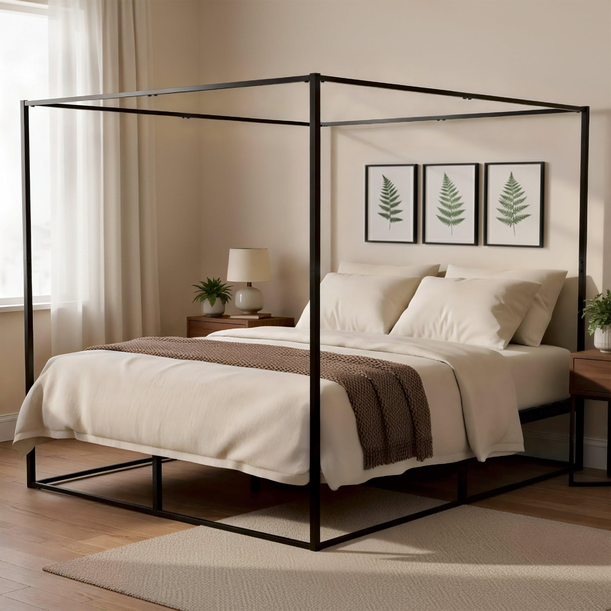 CLP Himmelbett Gestell Batoni, Doppelbett für Erwachsene, Bettgestell und Lattenrost aus Metall, Metallbett stabil, Größe:180 x 200 cm