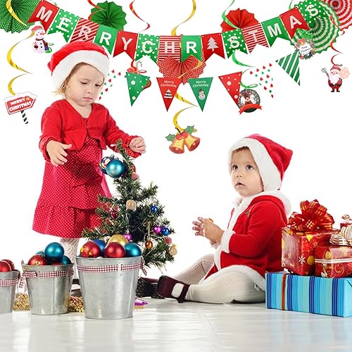 Miniatura 5 de Paquete de 16 carteles de Navidad para decoración de fiesta de Navidad para ventana de pared de chimenea, pancartas de decoración de oficina en