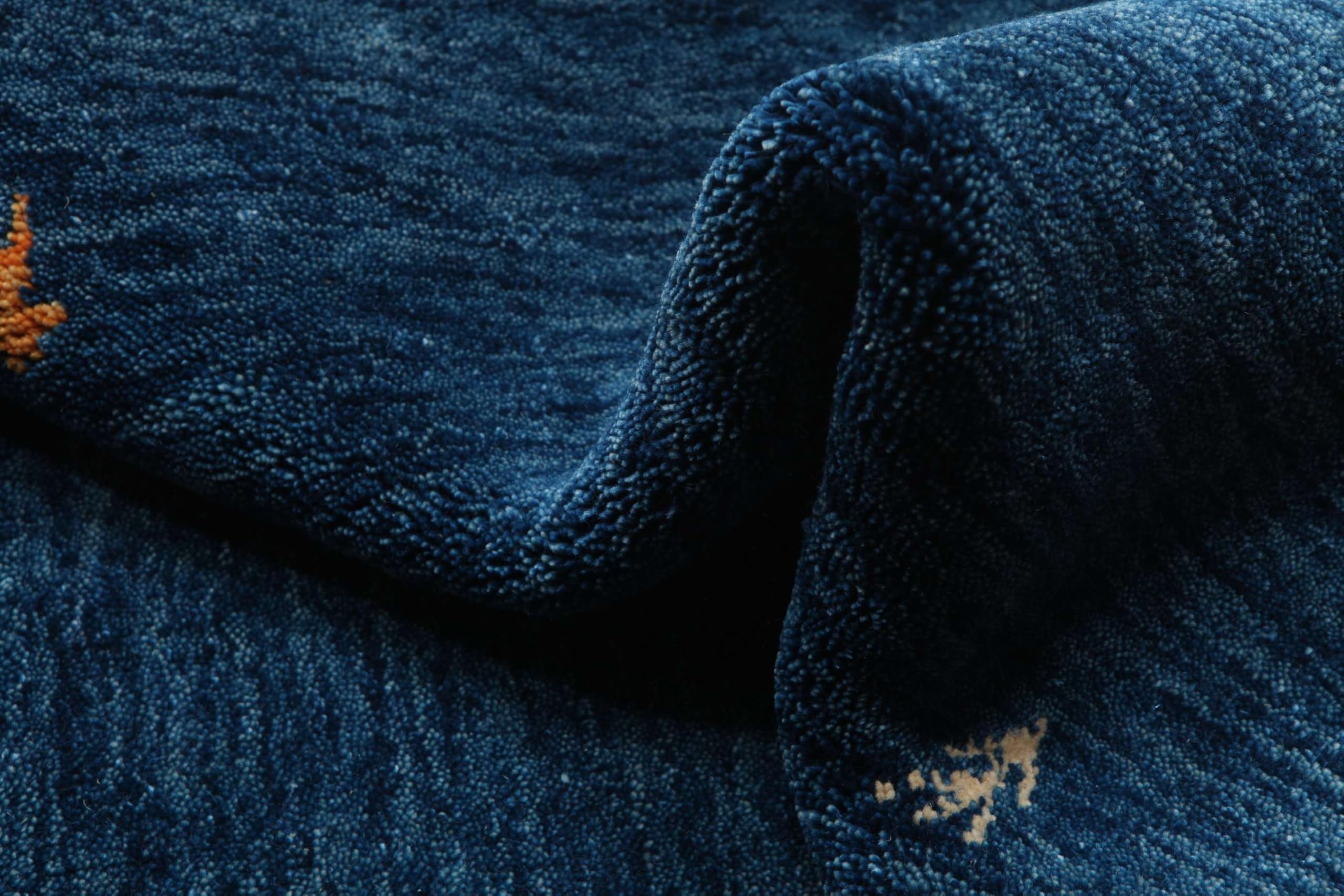 RugVista Gabbeh Loom Two Lines Teppich, 80 x 250 cm, Dunkel Blau | Gabbeh, Rechteckig, Niedriger Stapel, Nur chemische Reinigung, Oeko-Tex 100, Wohnzimmer, Esszimmer, Schlafzimmer, Diele